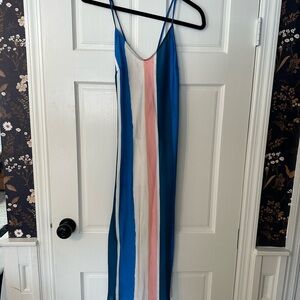 Striped Blue and Pink Slip Dress
